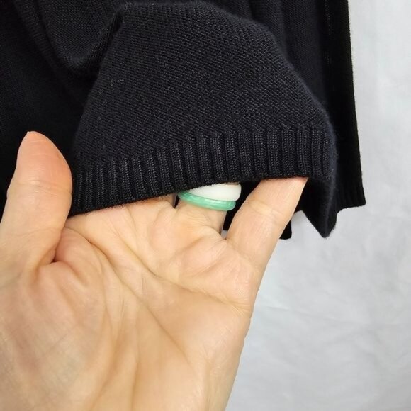 Max Studio Specialty Black Turtleneck Dress L Lattice Bodice Short Sleeve Goth - Picture 5 of 8